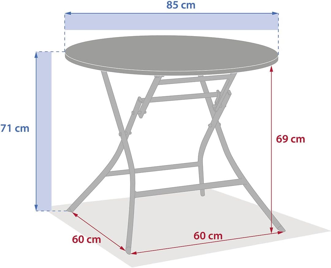 etezen - Greensboro série - ronde pliante 4 places - acier époxy renfort