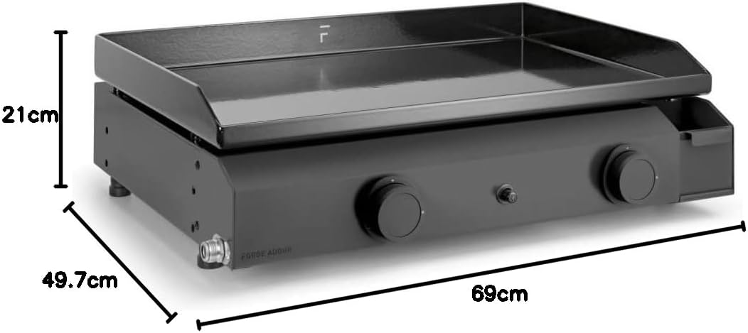 etezen – Plancha série 60 cm – fonte émaillée, 2 brûleurs puissants