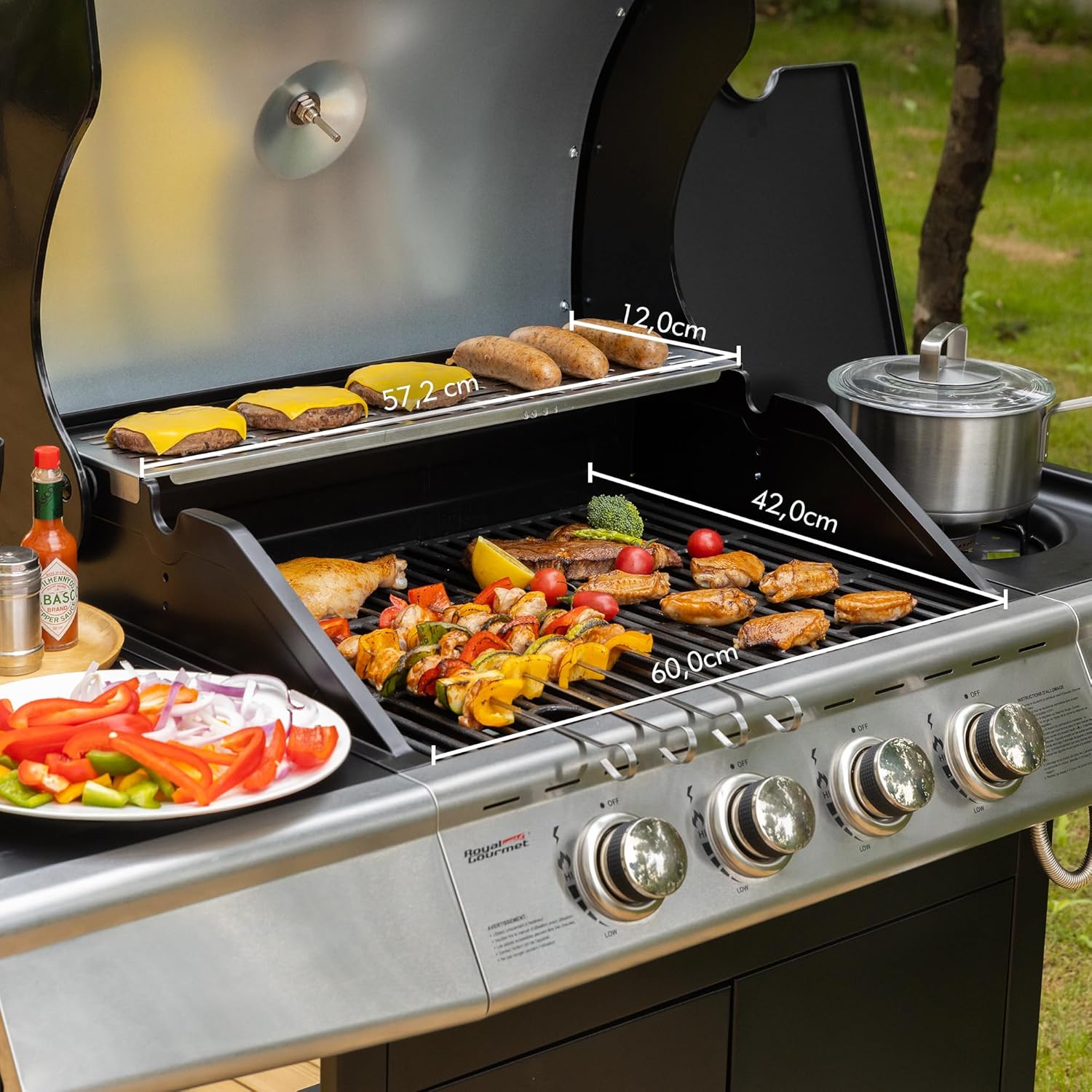 etezen – Barbecue Série 4+1 – 14,5kW, inox, tablettes, 2 portes