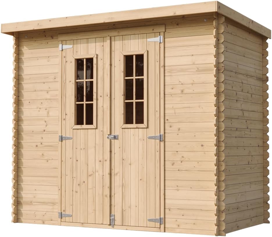 Abri de Jardin en Bois avec Sol TRAITÉ - Stockage extérieur l239xL142xH200cm/2.63 m2 - Petit abri à Outils, Local à vélos - etezen M310C+M310G