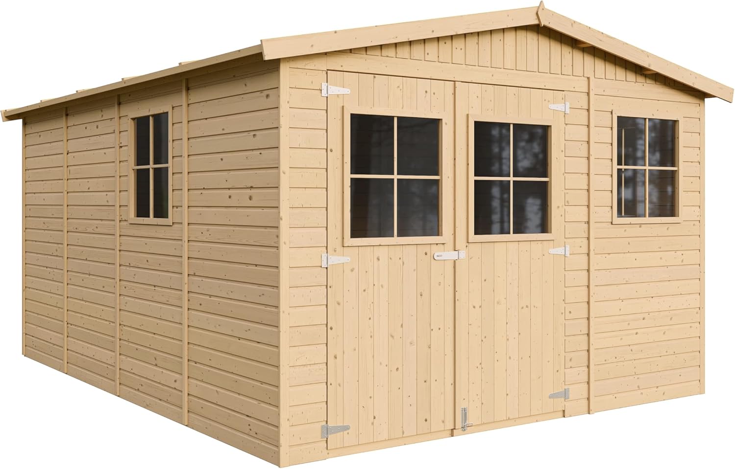 ABRI de Jardin en Bois Exterieur avec Les PLANCHERS IMPRÉGNÉ - en Pin/épicéa- H226x324x416 cm/12 m²- Construction de Panneaux- Rangement pour vélos, Remise à Outils- etezen M336+M336G