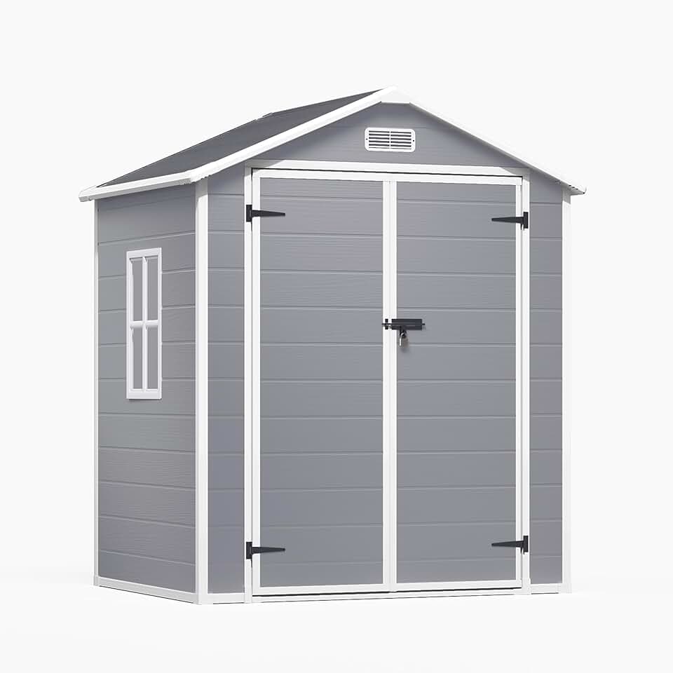 etezen - Abri de Jardin en Résine - 173x125x210 cm - Ventilation, base renforcée, fenêtres, verrou - Gris