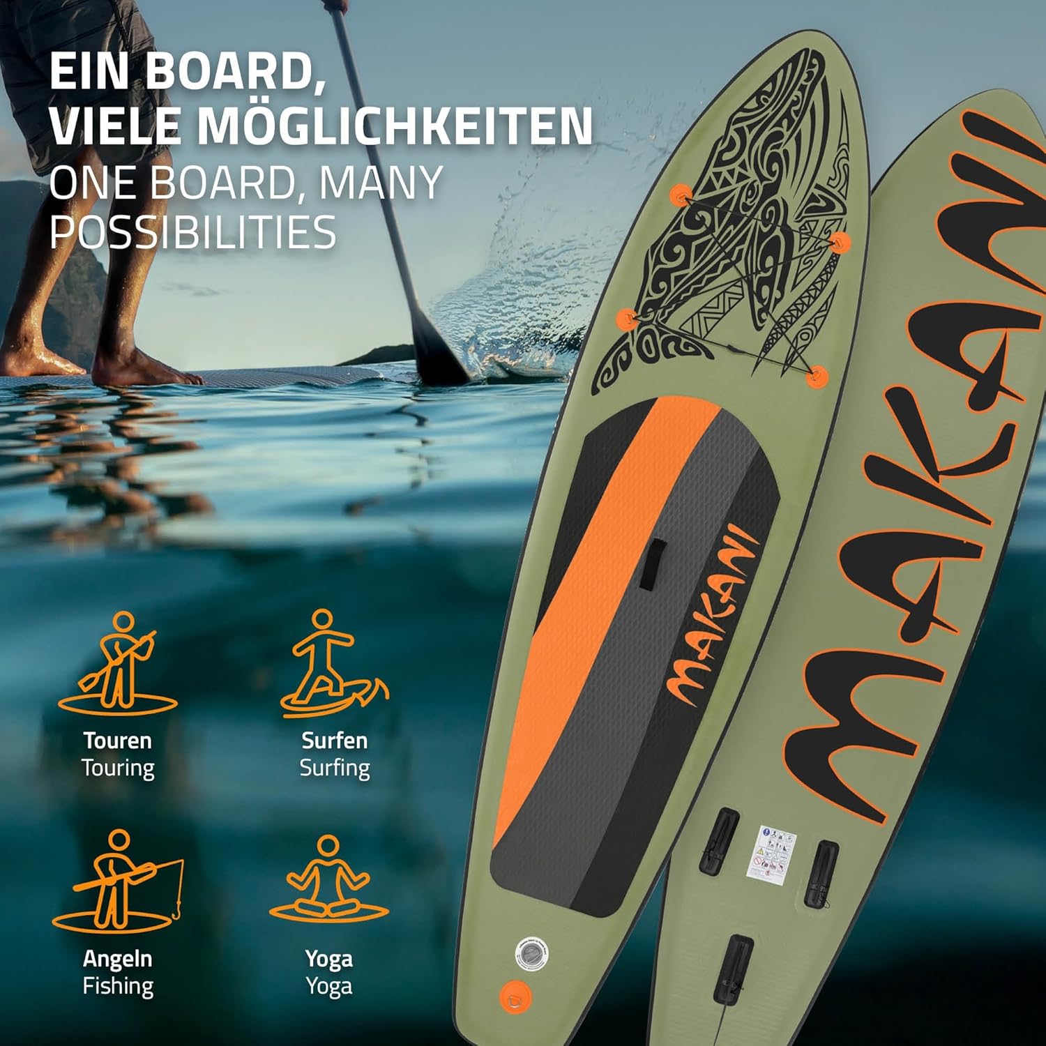 etezen - Stand Up Paddle Série - 305/308/320/380 cm - PVC, 120/150 kg, épaisseur 10/15 cm, sac, pompe
