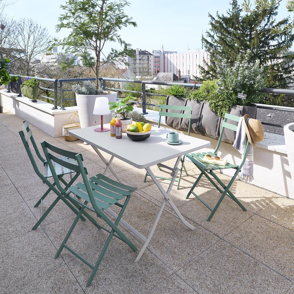 etezen - Greensboro pliante rectangle 4 places - acier renforcé - 110x70 cm