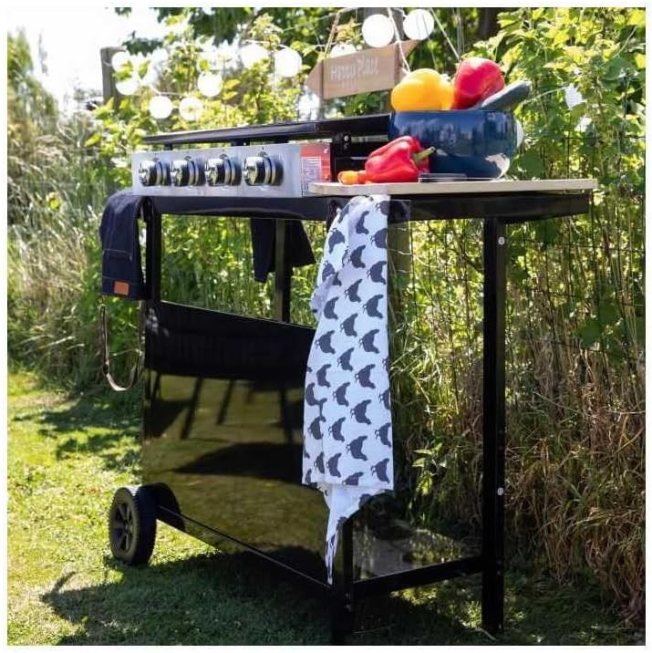 etezen - MERIDA série - 75x35 cm - 4 feux gaz, chariot, acier - GARDENMAXMERIDA