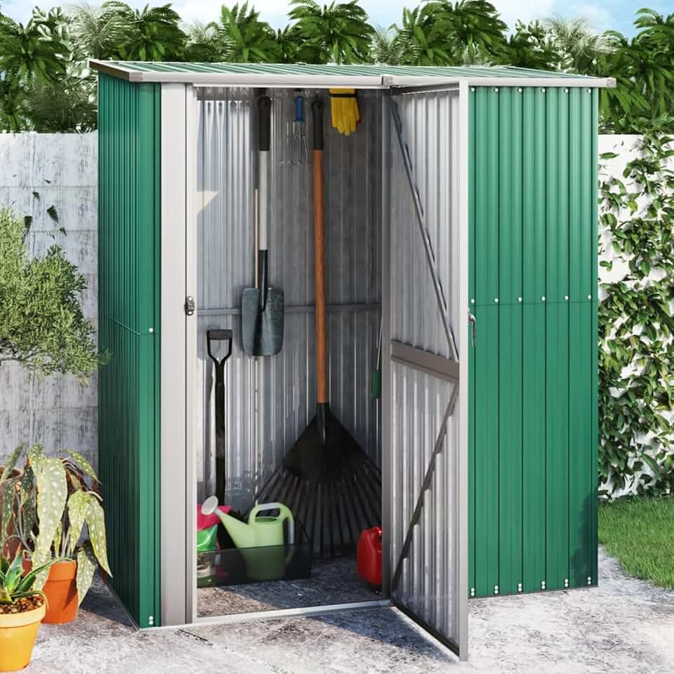 etezen - abri de jardin en acier galvanisé vert - 180x97x200 cm - extérieur robuste