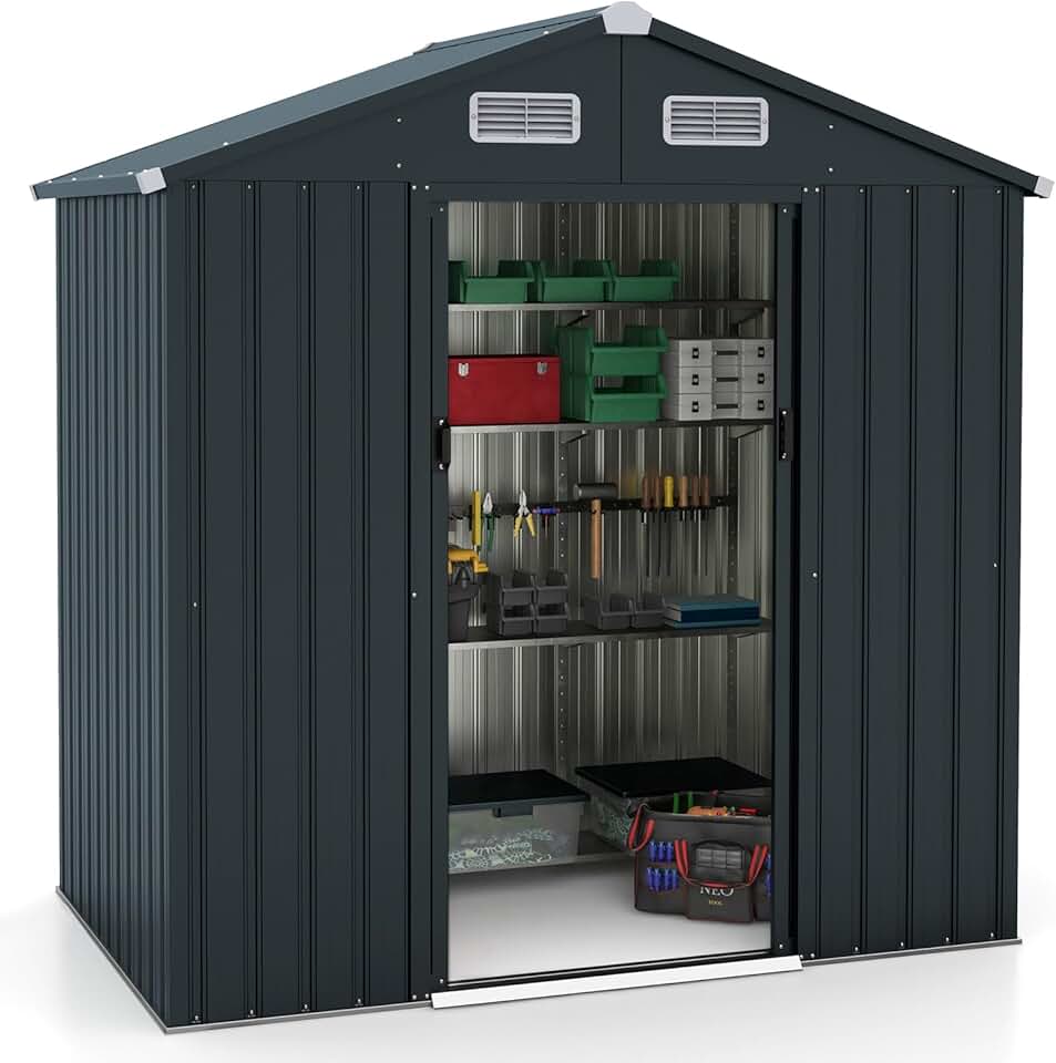 etezen - Abri de Jardin métal 2,2㎡ - portes coulissantes, toit pente
