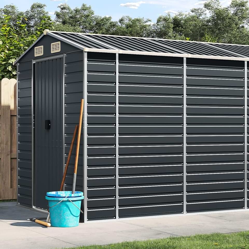etezen Abri de Jardin Anthracite 191x555x198 cm Acier galvanisé,Abris De Jardin,Abri De Stockage pour Jardin,Abri D'Outils De Jardin