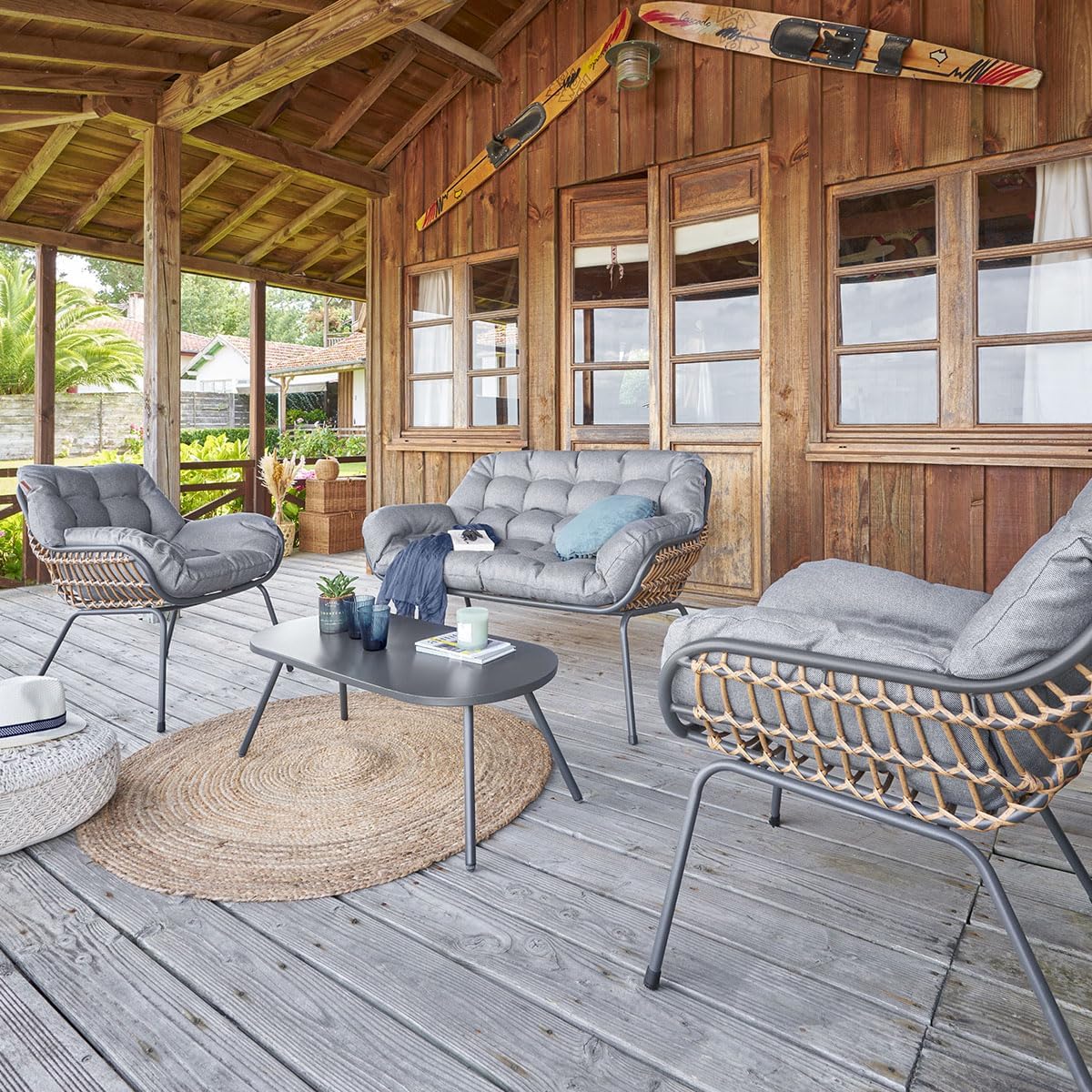 etezen - Paopao graphite 4 places - jardin - anti-rouille, coussins confortables