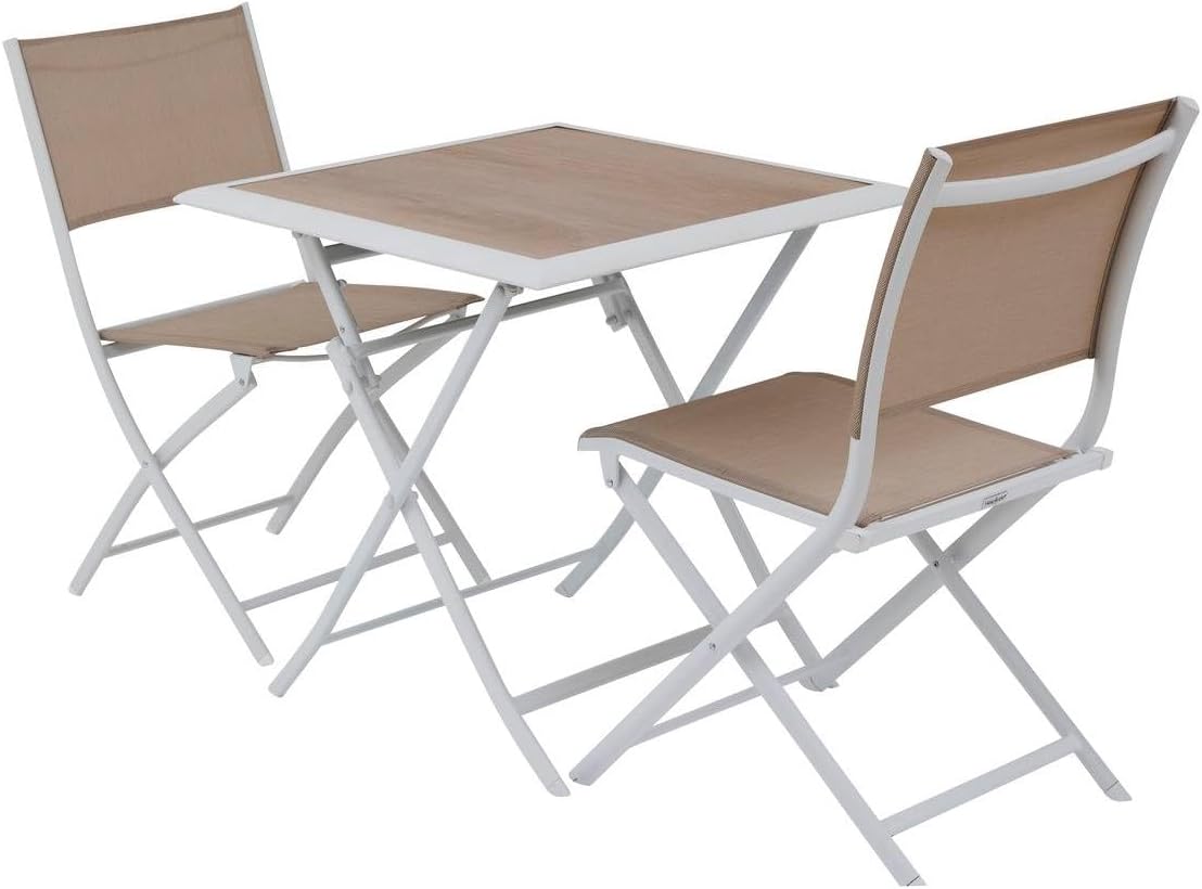 etezen - Azua - 70x70 cm - table pliante 2 places aluminium Blanc