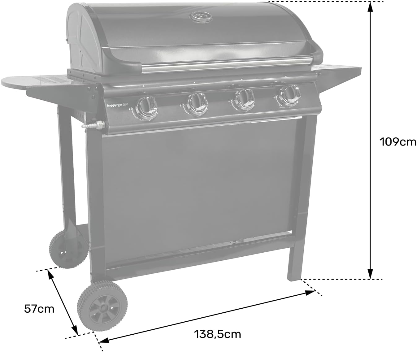 etezen - Barbecue gaz RENO - 4 brûleurs 14kW avec thermomètre