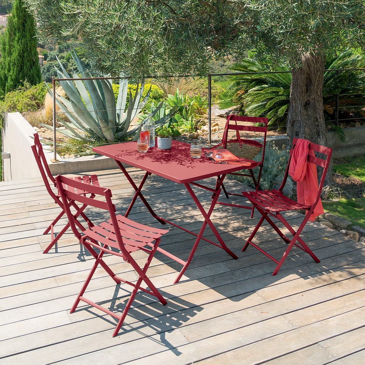 etezen - Greensboro - 110x70 cm - Table pliante acier 4 places, traitement epoxy antirouille