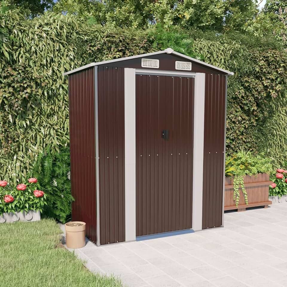 etezen - abri de jardin série acier galvanisé - 192x108x223 cm - marron foncé, maison préfabriquée - 319273