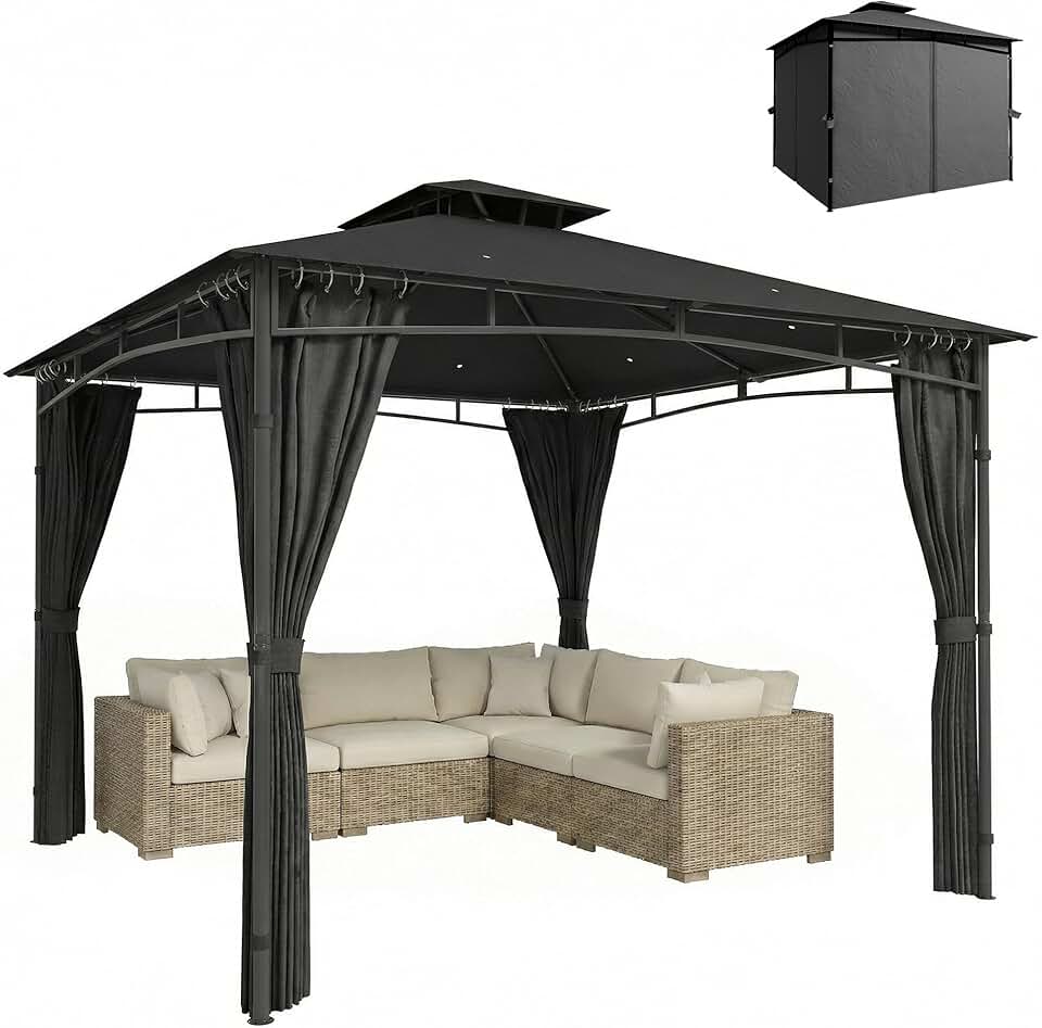 etezen - Pavillon Jardin Série 3x3m, toit rétractable, UV50+, Ø48mm
