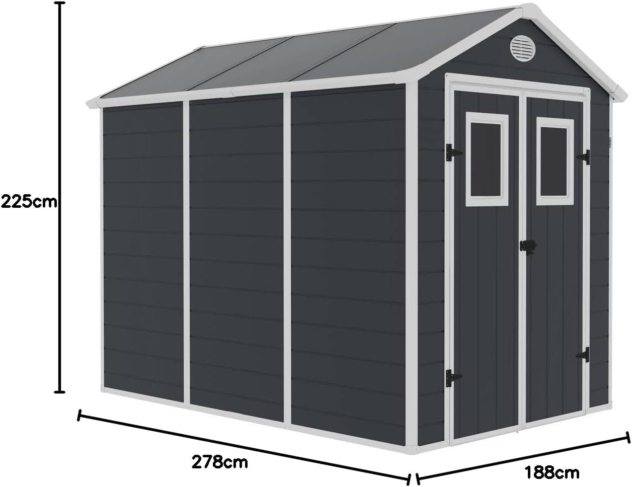 etezen - Abri de Jardin Résine Texas 5.23 m² Anthracite - Ancrages Intérieurs - Antirouille/Anti-UV