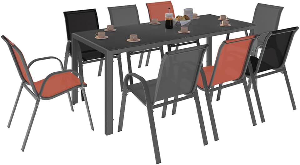 etezen - Salon Madrid - table 190cm, 8 chaises empilables mixte