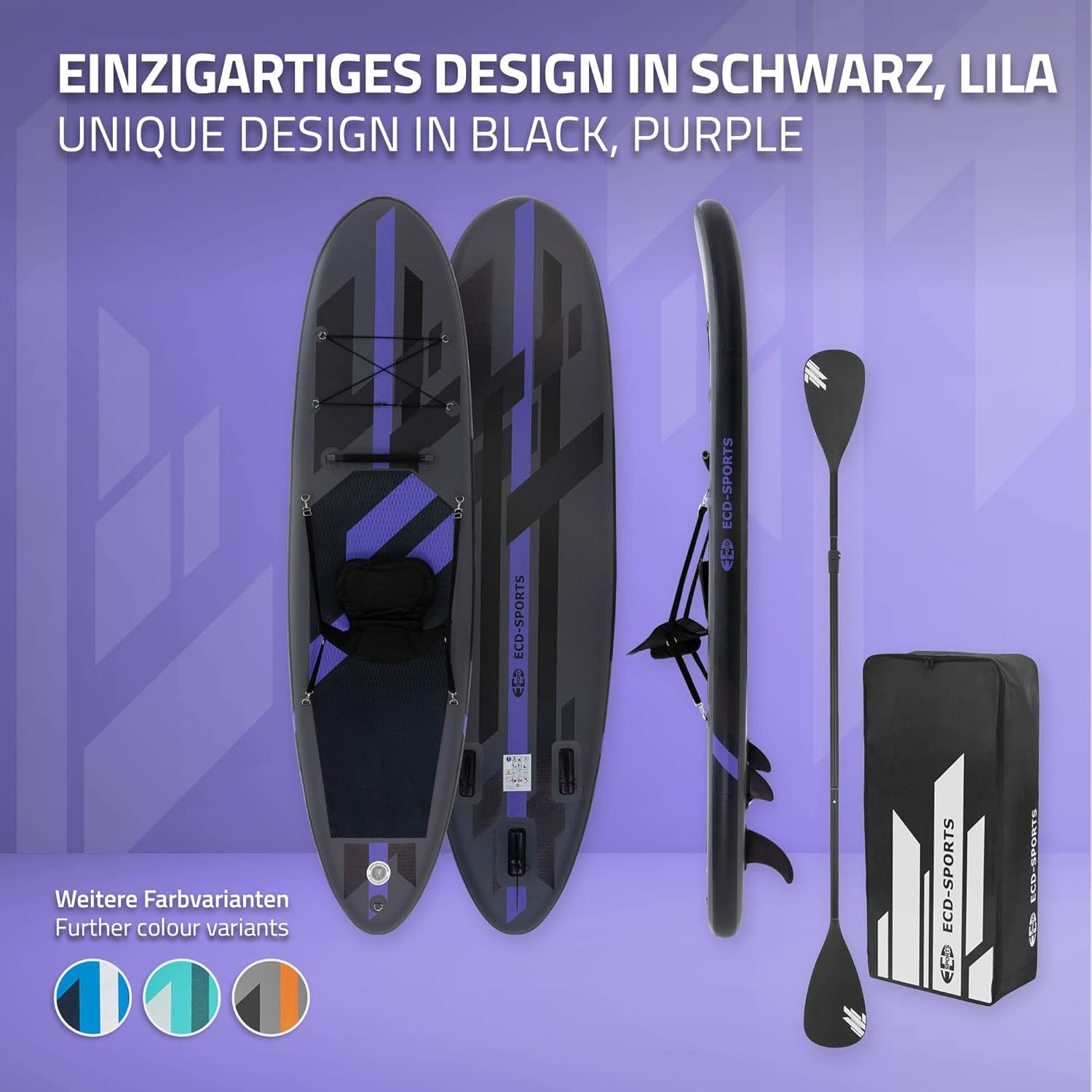 etezen - Stand Up Paddle Gonflable - 305/308/320/380 cm - PVC, 120/150 kg, 10/15 cm