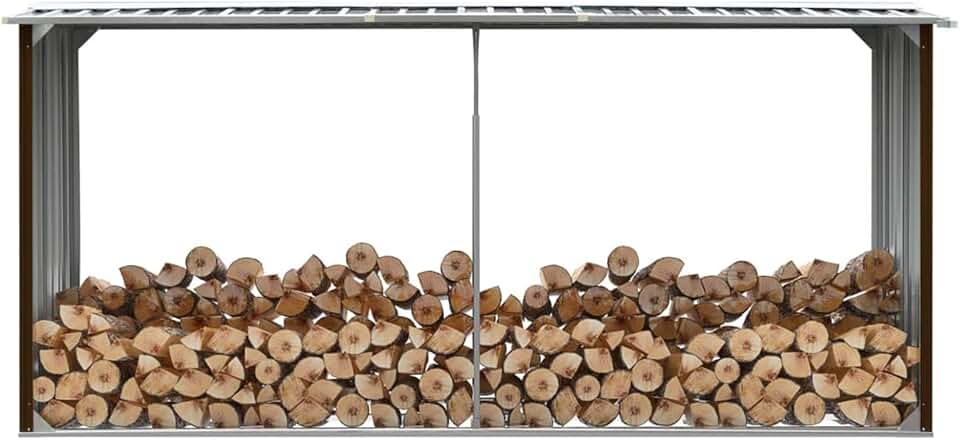 etezen Abri de Stockage de Bois Acier galvanisé 330x92x153 cm Marron Abris De Jardin,Abri De Stockage pour Jardin,Abri D'Outils De Jardin