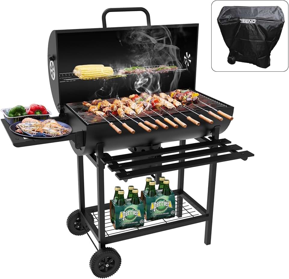 etezen - barbecue boule XXL - deux étagères, évent réglable, housse.