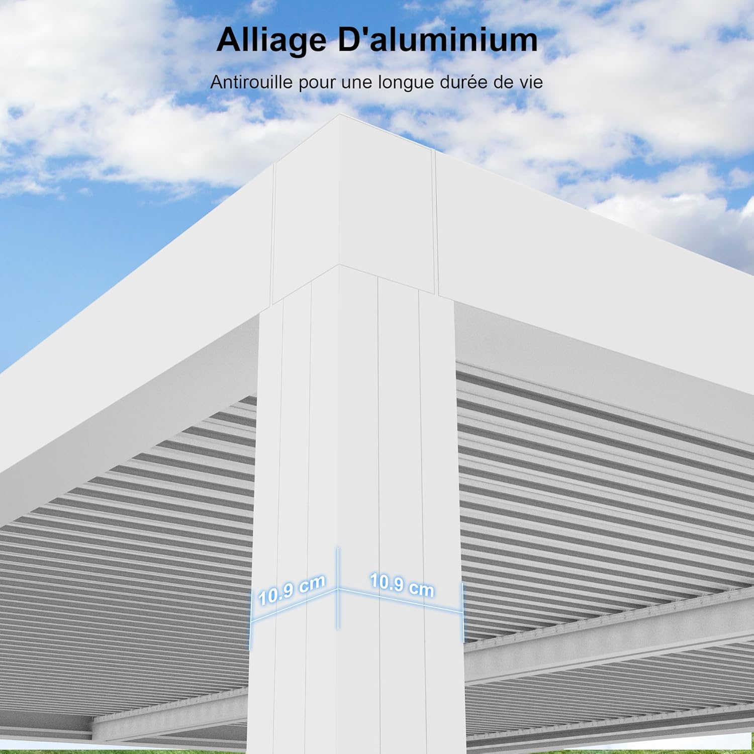 etezen - Pergola bioclimatique aluminium 4,6x3,3m, lames orientables, blanc