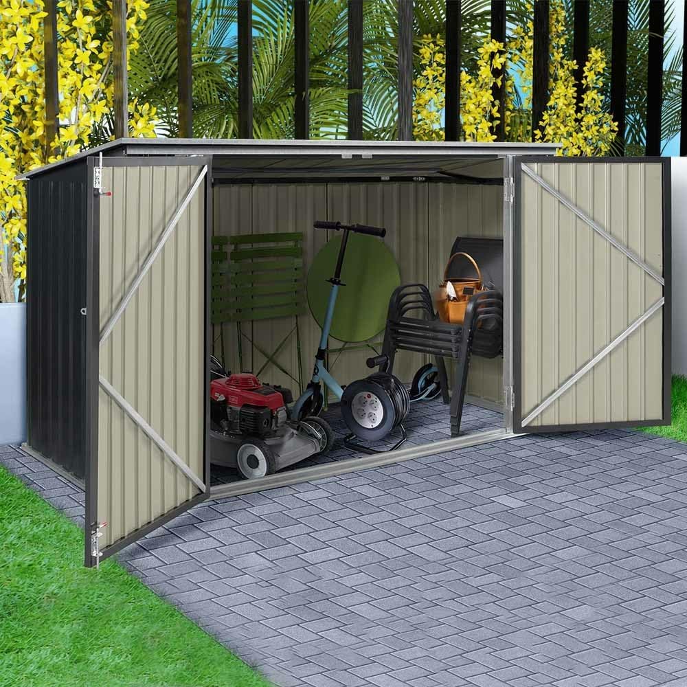 etezen - Abri de jardin métal 210x105x130cm - toit ouvrant, double porte, rangement vélos