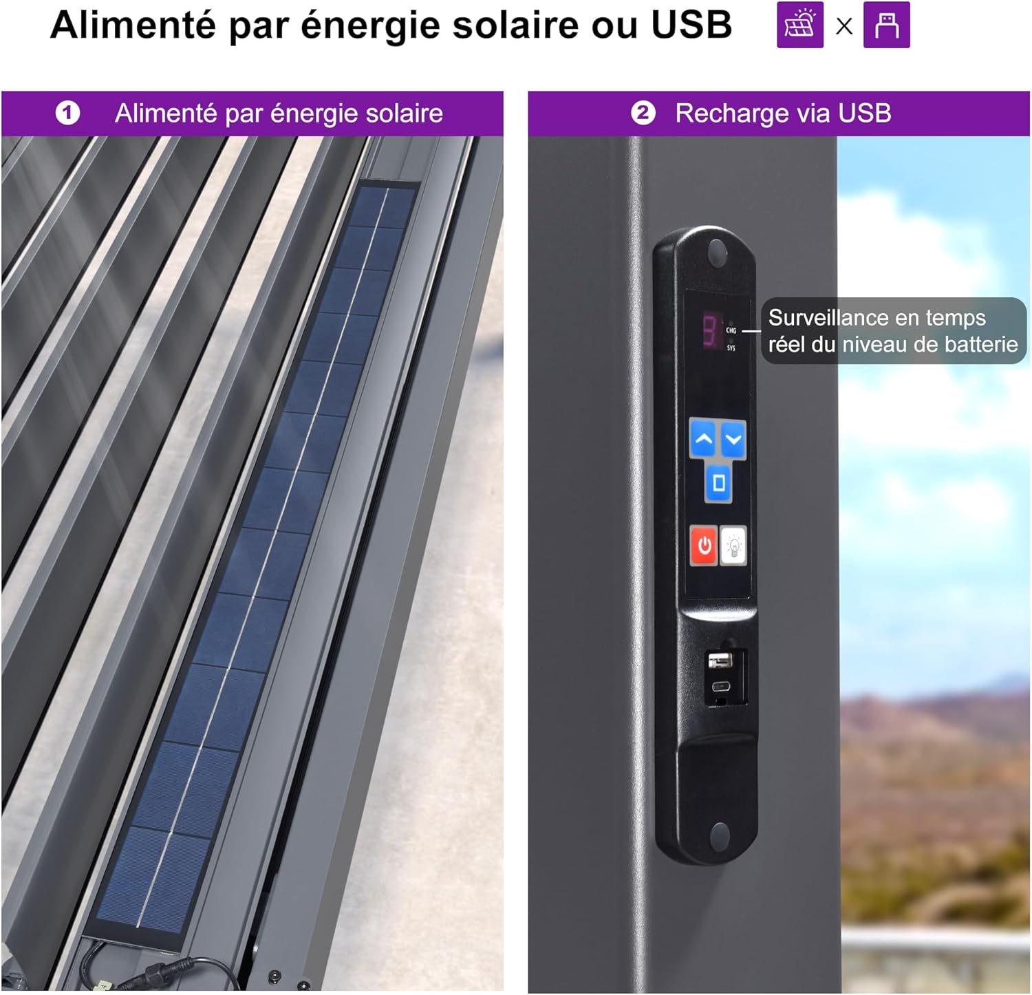 etezen - Pergola bioclimatique - 3,5x5,5m - alu, lames LED, étanche