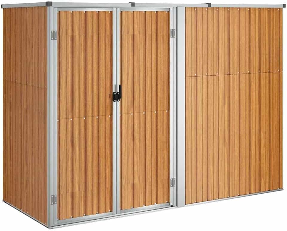etezen Abri à Outils de Jardin Remise de Stockage Organisateur d'Outils Cabane de Rangement Extérieur Marron 225x89x161 cm Acier Galvanisé