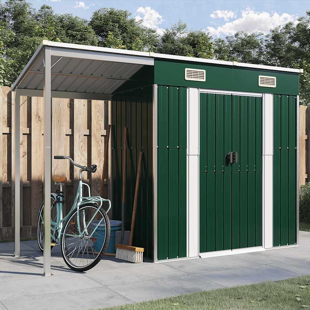etezen Abri de Jardin avec Toit prolongé Vert 277x107x181 cm Acier, Maison & Jardin, Pelouses & Jardins, Vie en extérieur, Structures extérieures, Cabanes & abris de Jardin, Vert, (Poids 41.56KG)