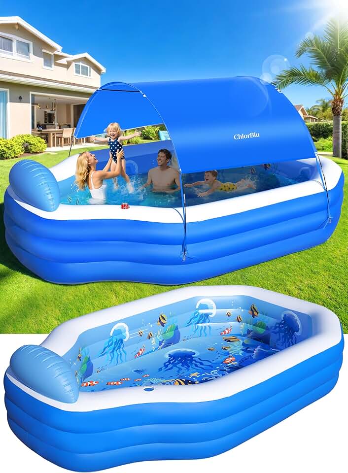 etezen - piscine gonflable avec auvent, 300x190x55cm, sièges, familiale