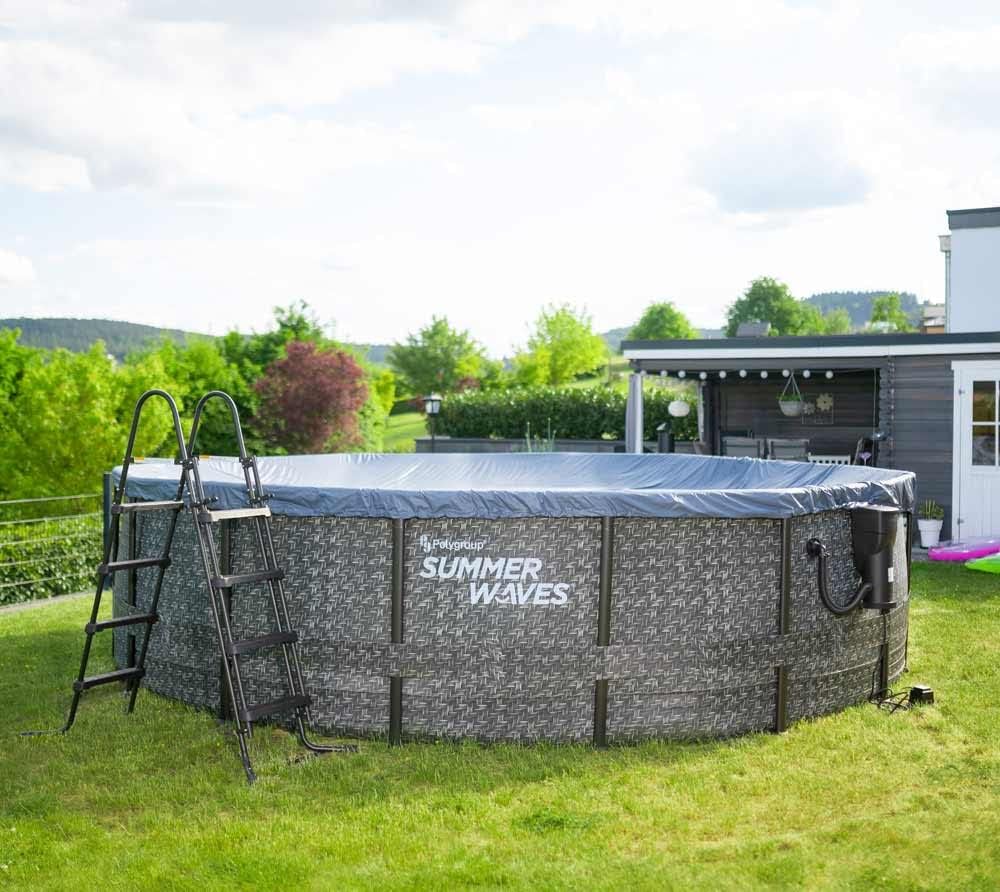 etezen - Elite Frame rotin gris - Ø488x122 cm - Piscine hors-sol