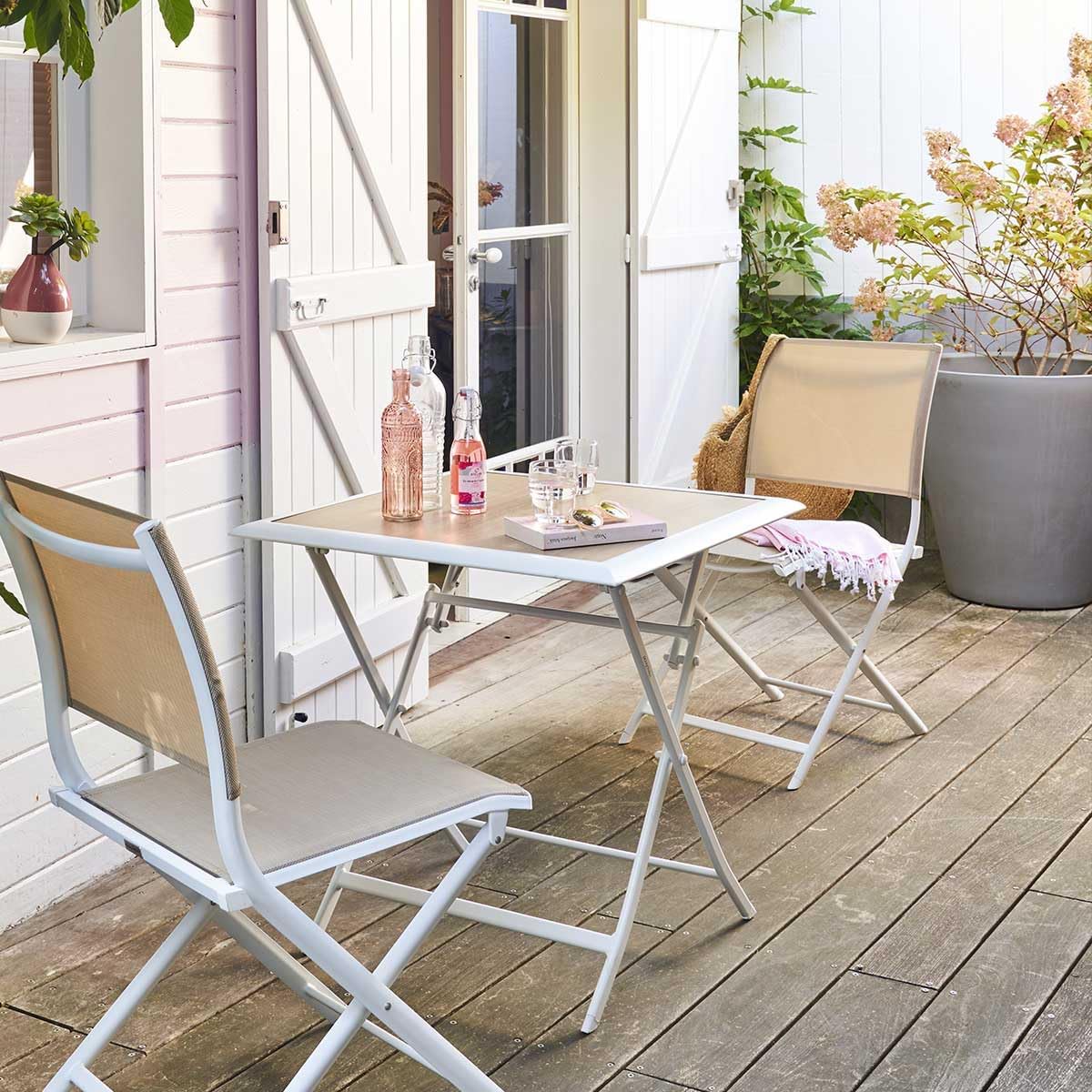 etezen - Azua - 70x70 cm - table pliante 2 places aluminium Blanc