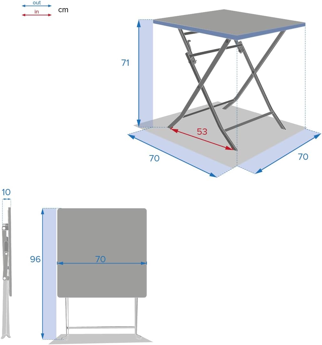 etezen - Greensboro série - 2 places, acier renforcé, jaune - table pliante