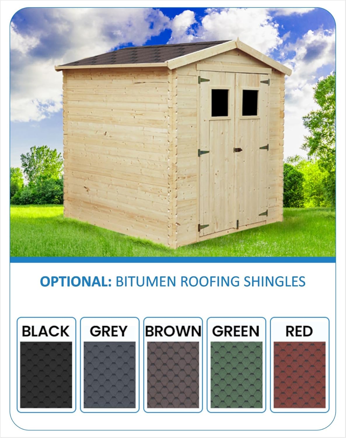 Abri de Jardin en Bois - Stockage extérieur I216xL206xH218 cm/ 3.53 m2 Petit abri à Outils, Local à vélos - Toit imperméable, fenêtres etezen M343C