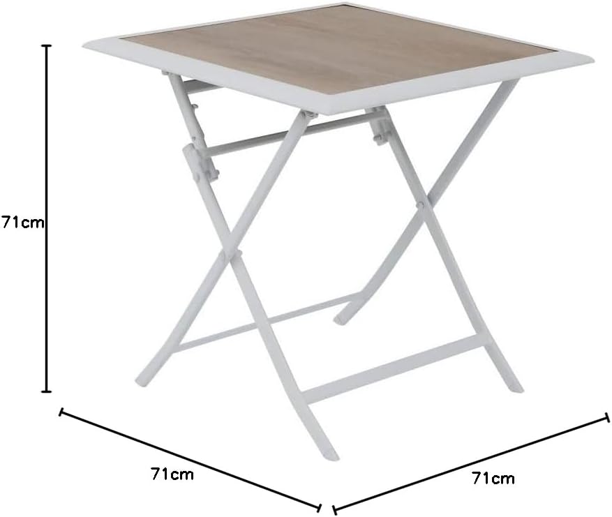etezen - Azua - 70x70 cm - table pliante 2 places aluminium Blanc