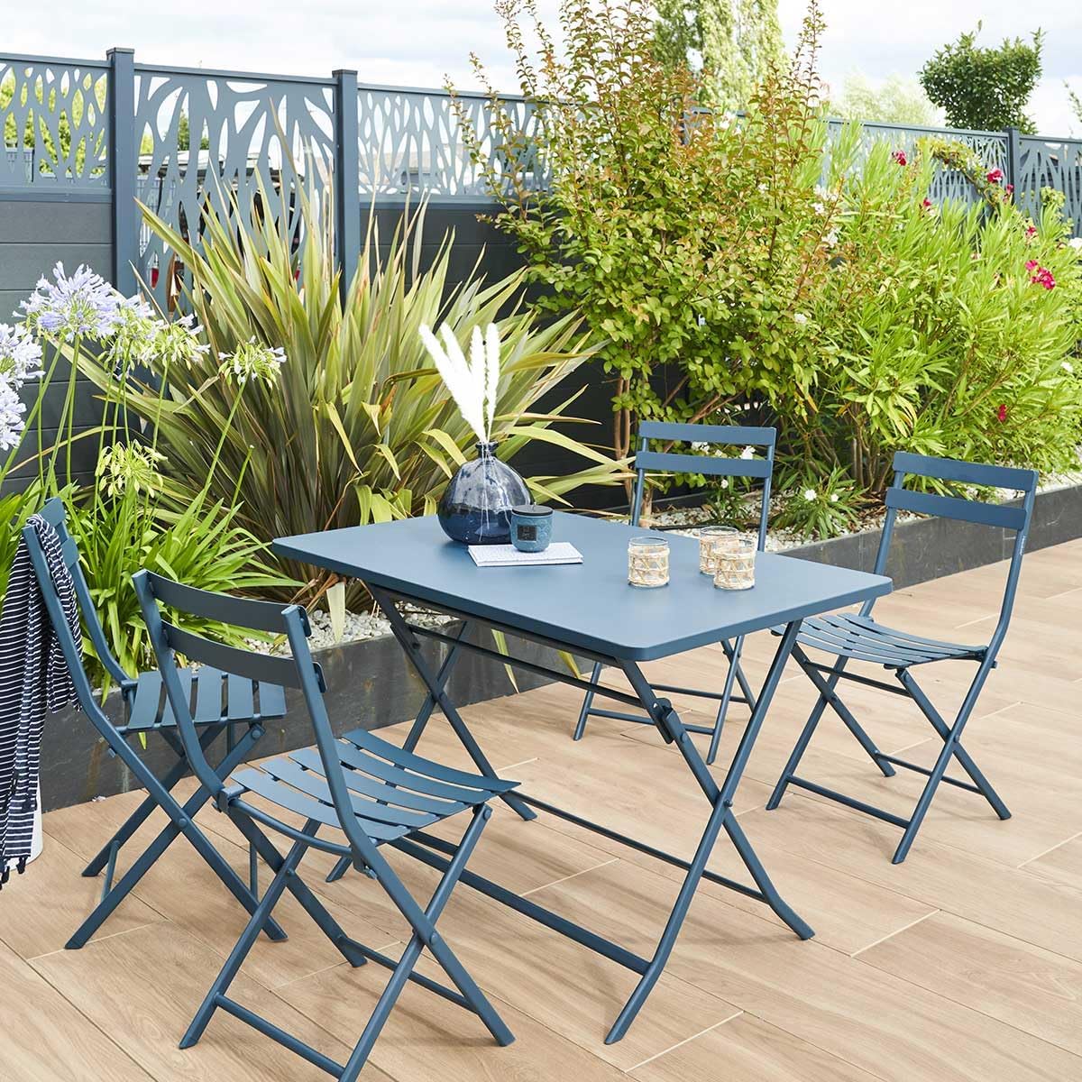 etezen - Greensboro - table de jardin pliante 4 places acier époxy antirouille