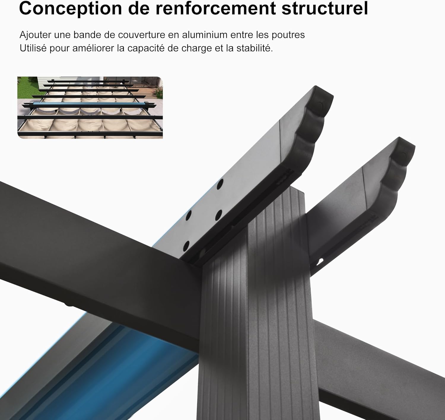 etezen - pergola aluminium 5,5x3,5m toit rétractable LED kaki