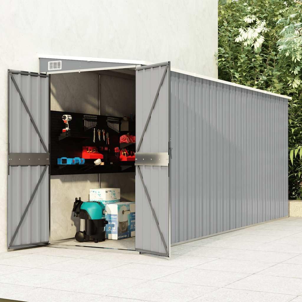 etezen Abri de Jardin Mural Gris 118x382x178 cm Acier galvanisé,Structures extérieures, Cabanes & abris de Jardin,316230