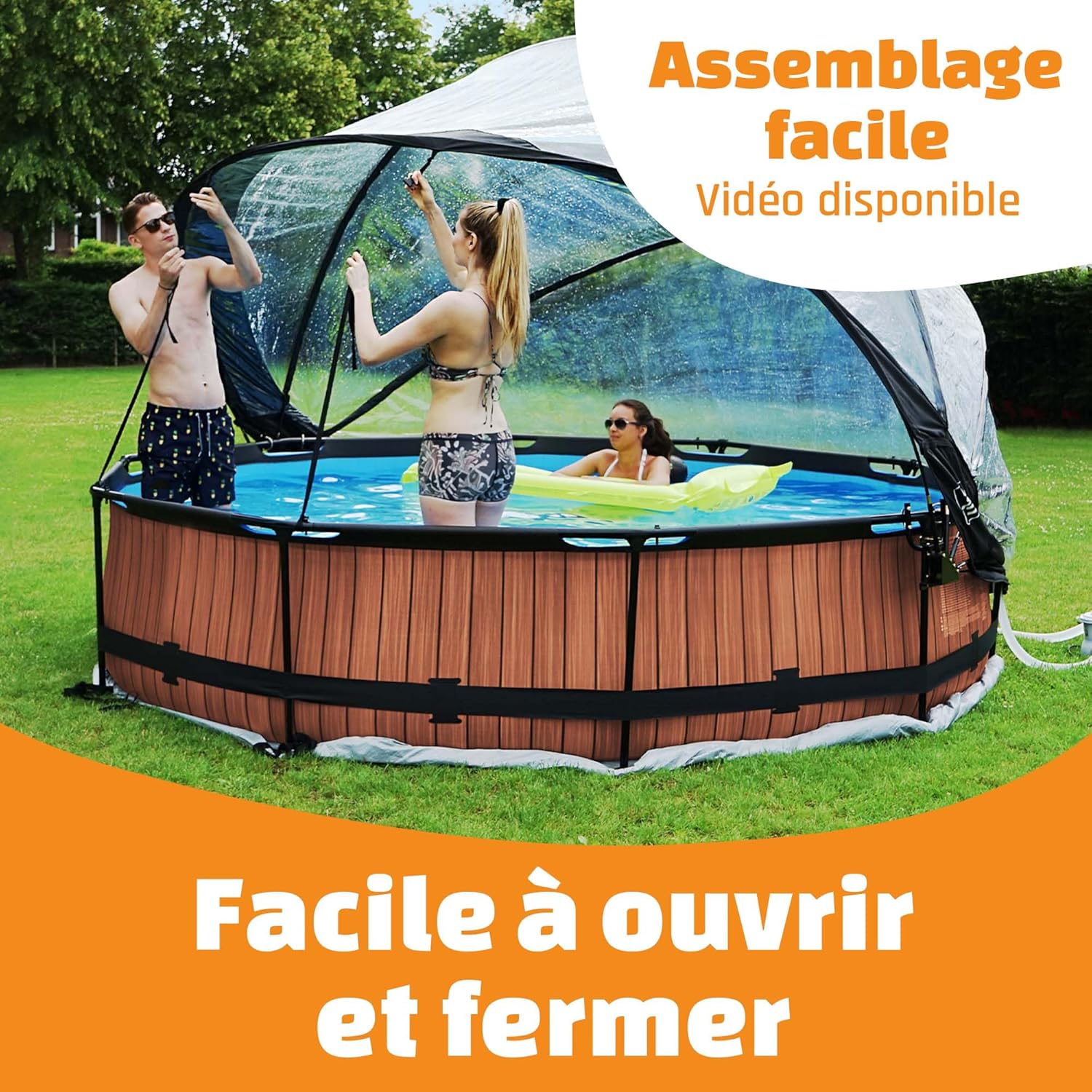 etezen - Dôme de Piscine - ø366cm - Abri pivotant, installation facile, eau chaude