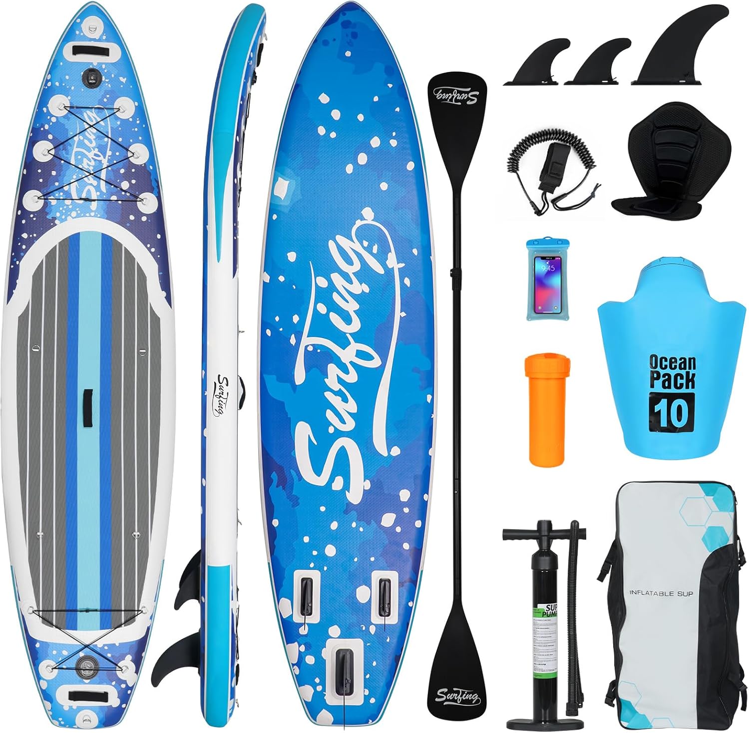 etezen - Paddle gonflable 320/335cm - 2 personnes, siège kayak, jusqu'à 150kg
