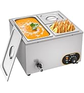 etezen Bain Marie Électrique en Acier Inoxydable Chauffe-Plats Buffet, 1X 1/3 GN Récipients + 2X...
