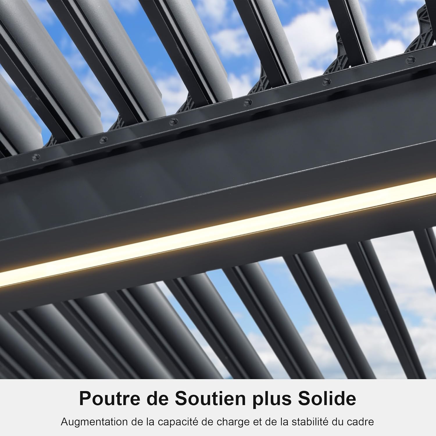 etezen - Pergola bioclimatique aluminium 4,8x3,68m, LED, lames orientables