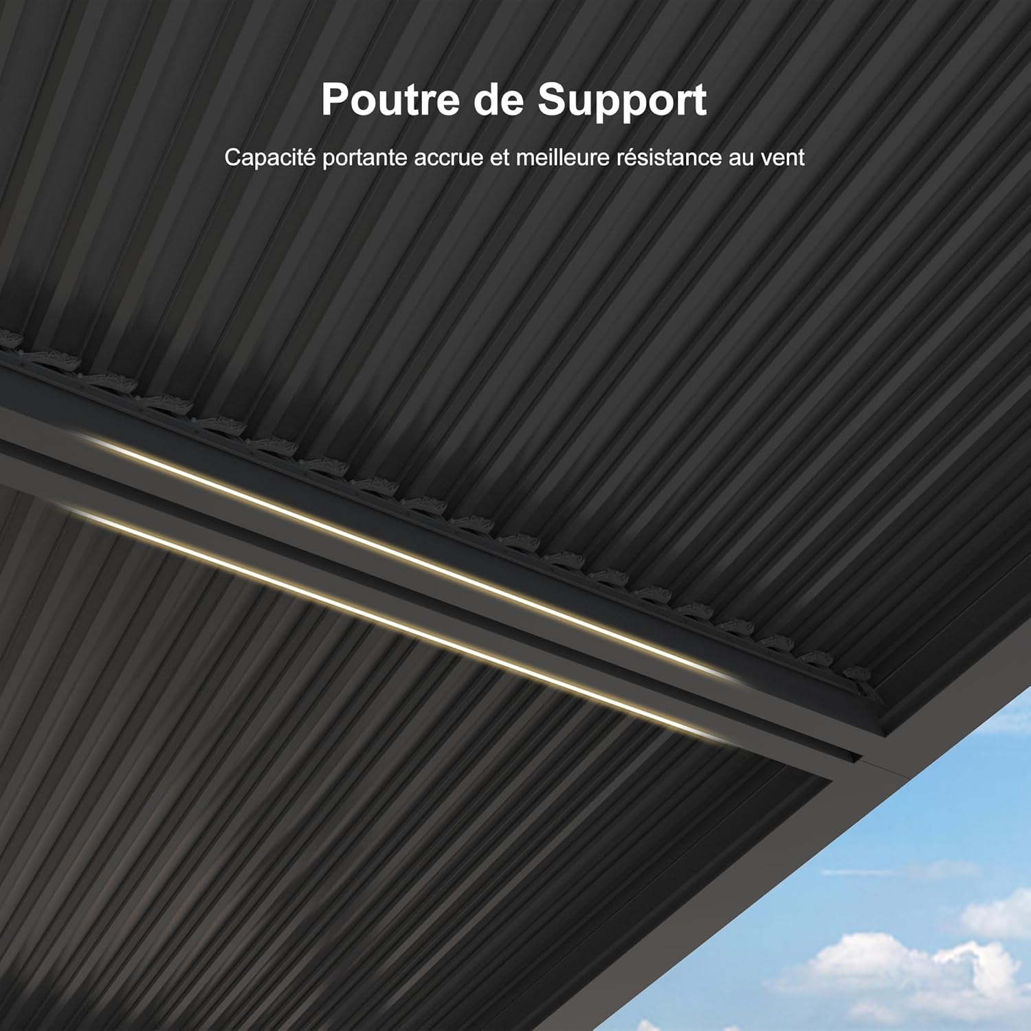 etezen - Pergola Bioclimatique - 4,24 x 3,3 m - Aluminium, lames orientables, commande indépendante, gris