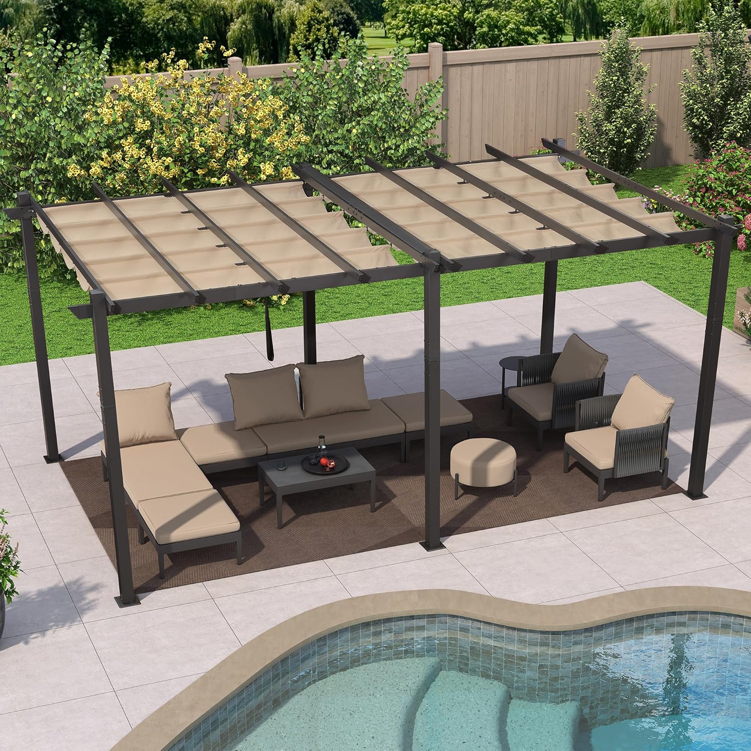 etezen - Pergola aluminium 5,5x3m toit coulissant extérieur