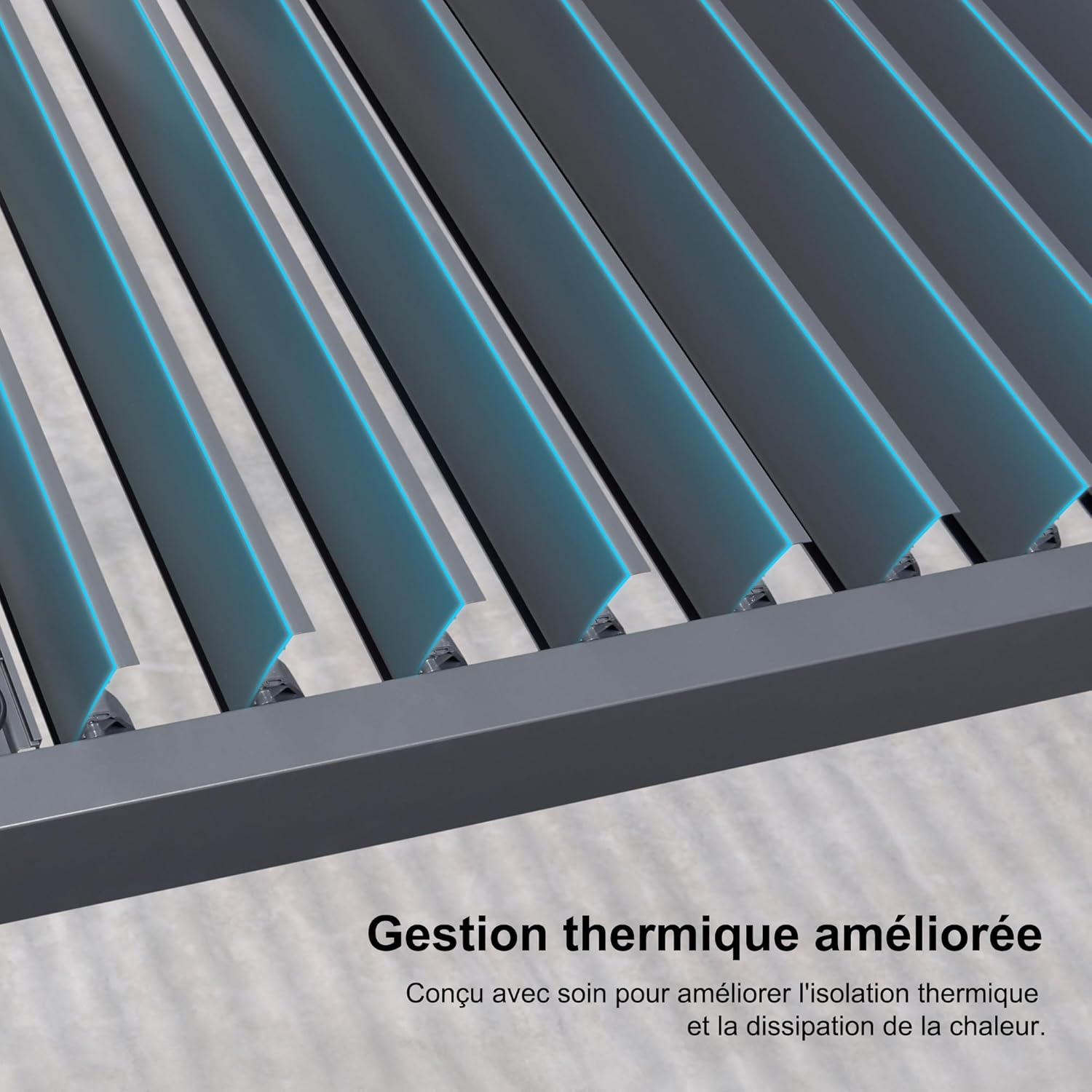 etezen - Pergola bioclimatique adossée - 2,5x3 m - aluminium, lames orientables, résistante intempéries