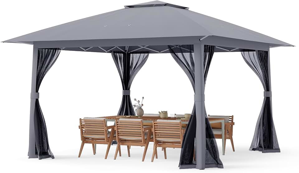 etezen - tonnelle pliante série 4x4 m - moustiquaire, tissu anti-UV, cadre métal