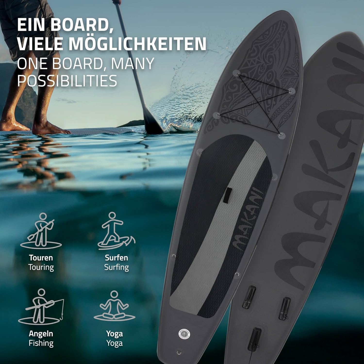 etezen - Stand Up Paddle Gonflable - 305/308/320/380 cm - PVC, 120/150 kg, épaisseur 10/15 cm