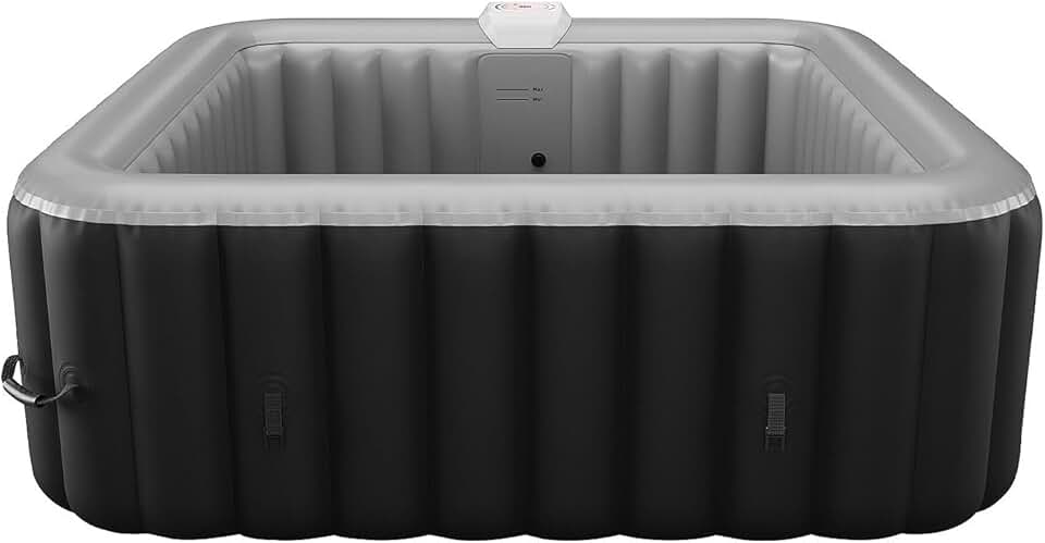 etezen - Spa Gonflable carré 6 Places - L185 x P185 x H65 cm - 140 Buses d'air - Noir et Gris - B-Cosy II