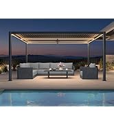 etezen Pergola Bioclimatique 3,5 x 4,6 m en Aluminium avec LED, Pergola Jardin Exterieur ave...
