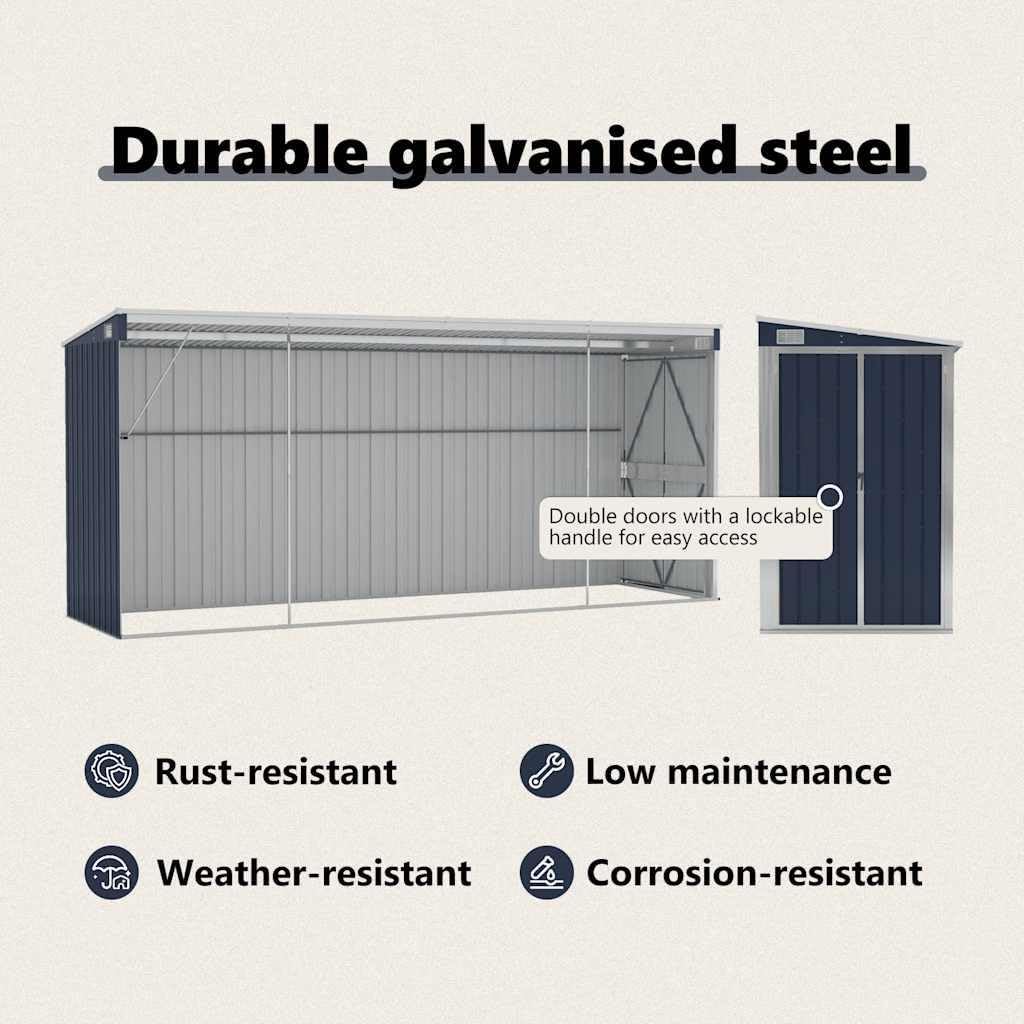 etezen Abri de Jardin Mural Anthracite 118x382x178 cm Acier,Maison & Jardin, Pelouses & Jardins, Vie en extérieur, Structures extérieures, Cabanes & abris de Jardin, Anthracite (Poids 47.9KG)