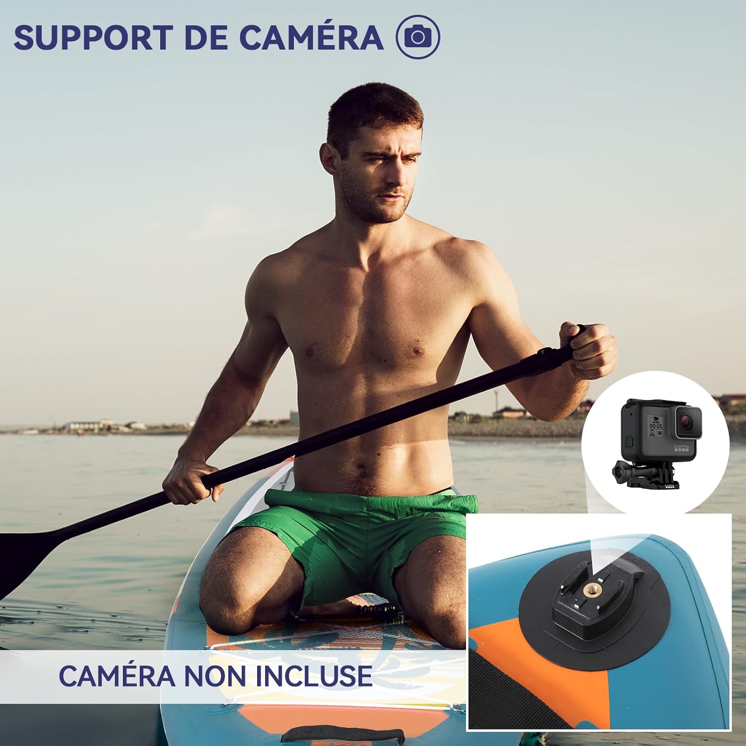 etezen - Paddle gonflable adulte - 320/335cm - 2 personnes, siège kayak, pagaie alu, caméra, pompe, 150kg